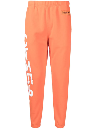 Shop Heron Preston Стиль-logo Cotton Track Pants In Orange