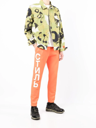 Shop Heron Preston Стиль-logo Cotton Track Pants In Orange