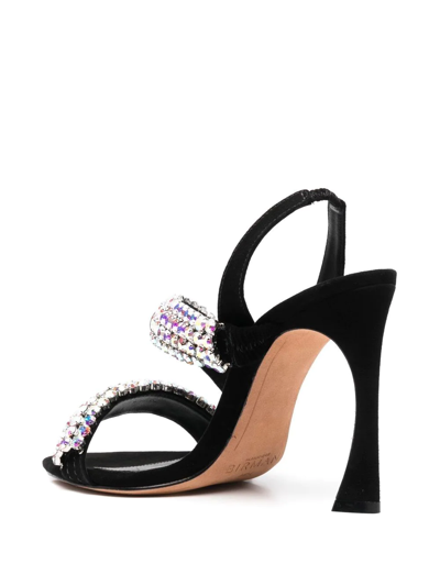 Alexandre Birman Alannis Suede Slingback Sandals With Crystals In Schwarz