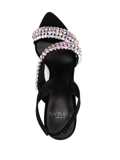 Alexandre Birman Alannis Suede Slingback Sandals With Crystals In Schwarz