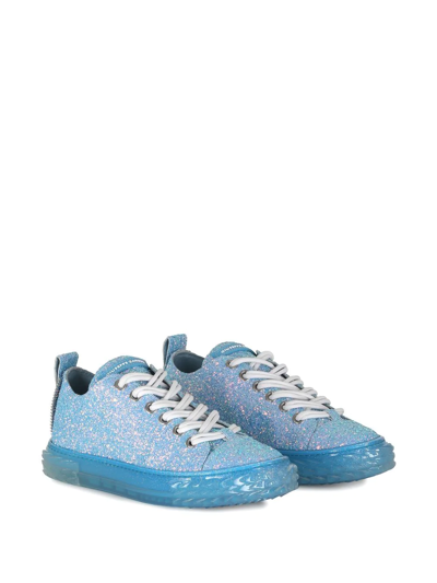 Shop Giuseppe Zanotti Blabber Glitter Low-top Sneakers In Blau