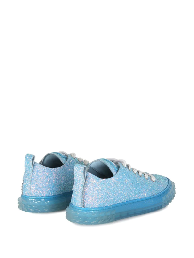 Shop Giuseppe Zanotti Blabber Glitter Low-top Sneakers In Blau