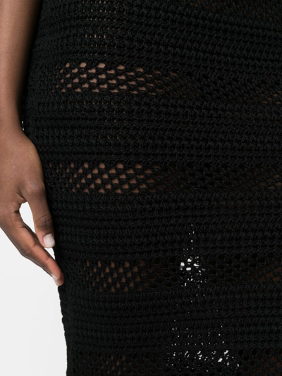 Shop Saint Laurent Cut-out Striped Crochet Maxi Dress In Schwarz
