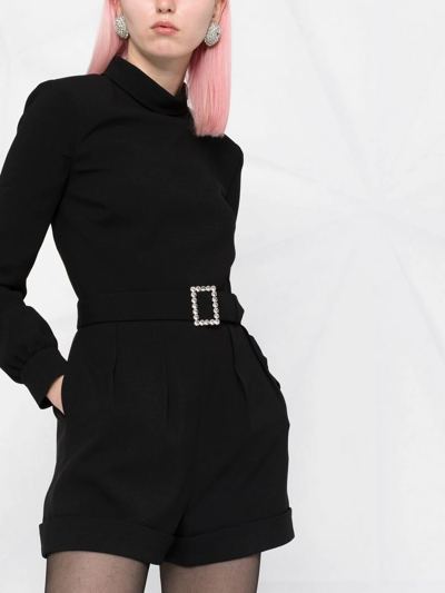 Saint Laurent Open-back Belted Playsuit In Schwarz