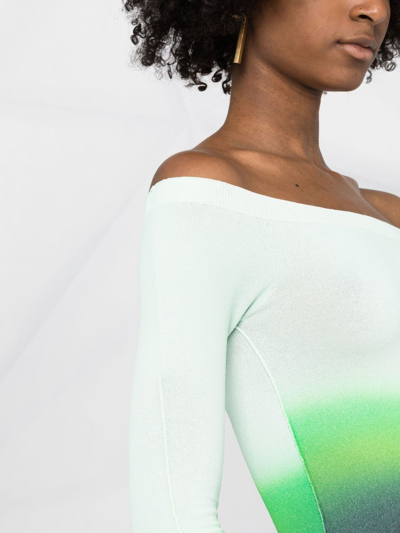 Off-white Blurred Seamless Off-the-shoulder Top In Grün