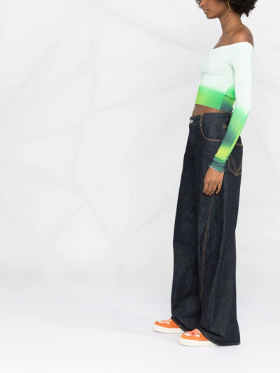 Off-white Blurred Seamless Off-the-shoulder Top In Grün