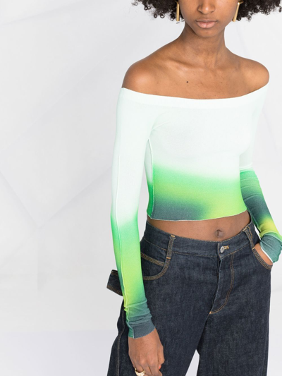 Shop Off-white Off-shoulder Gradient Style Top In Grün