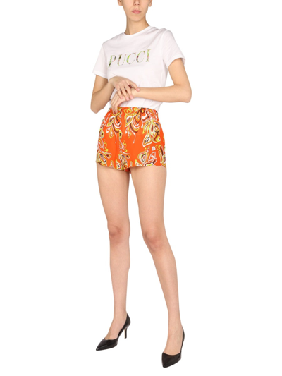 Shop Emilio Pucci African Print Shorts In Orange