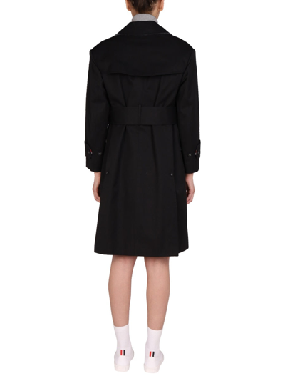 Shop Thom Browne Double-breasted Trench Coat In Black