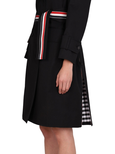 Shop Thom Browne Double-breasted Trench Coat In Black