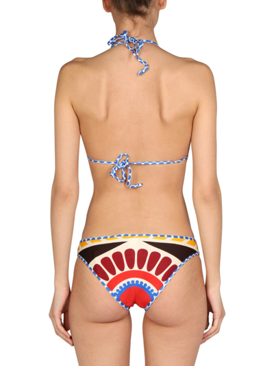 La Doublej Abstract Print Halterneck Bikini Top In Multicolour