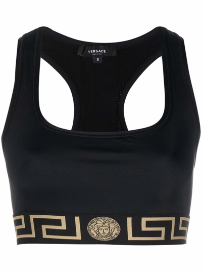 Shop Versace Sport Bra In Black