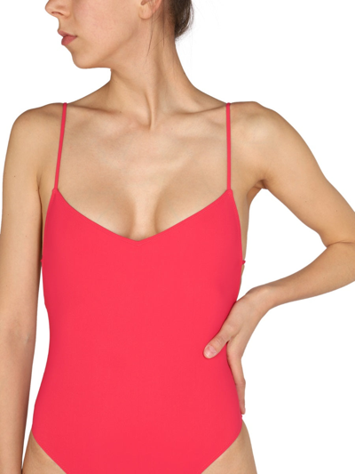 Shop Lido V-neck One Piece Swimsuit In Fuchsia