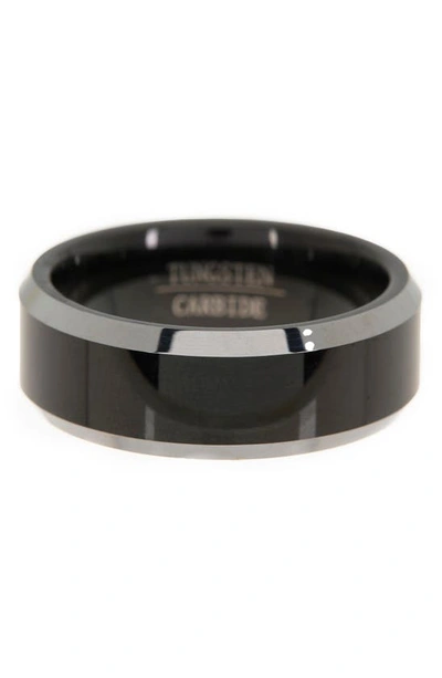 Shop Ed Jacobs Nyc Beveled Edge Tungsten Band Ring In Black