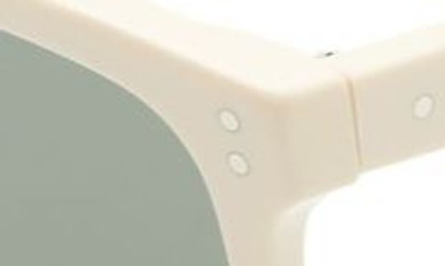 Celine 57mm Rectangular Sunglasses In Shiny Ivory/ Green