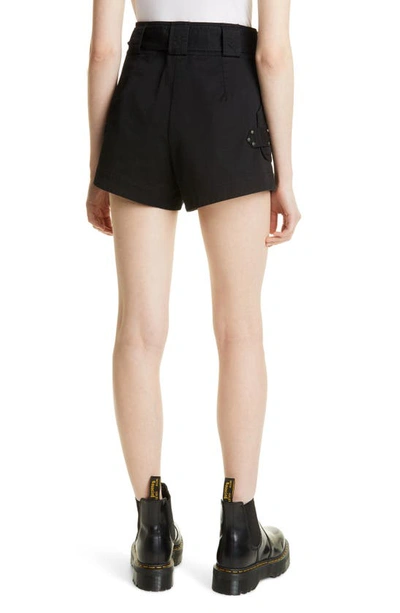 Shop Derek Lam 10 Crosby Montery Belted Cotton Blend Shorts In Black