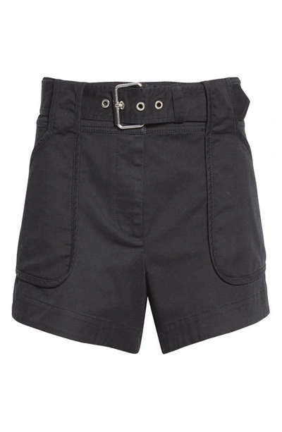Shop Derek Lam 10 Crosby Montery Belted Cotton Blend Shorts In Black