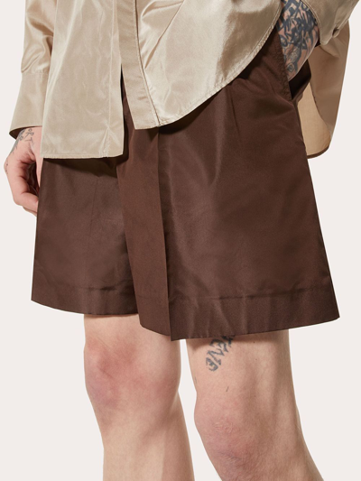 Shop Valentino Silk Taffetas Shorts In Brown