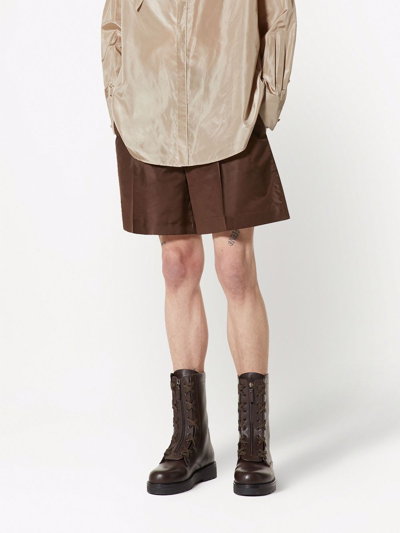 Shop Valentino Silk Taffetas Shorts In Brown