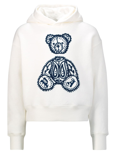 Shop Palm Angels Kids White Hoodie For Girls