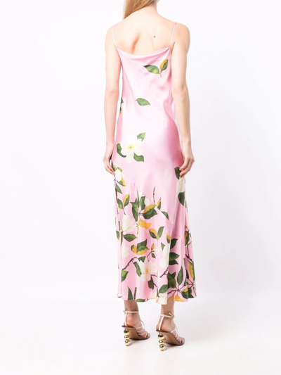 Shop Oscar De La Renta Magnolia Floral-print Slip Dress In Pink