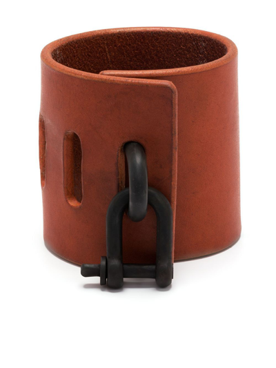 Shop Parts Of Four Restraint Charm Leather Bracelet In Braun