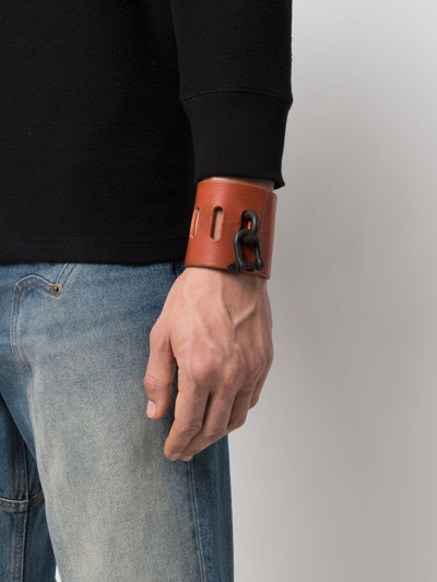 Parts Of Four Restraint Charm Leather Bracelet In Braun