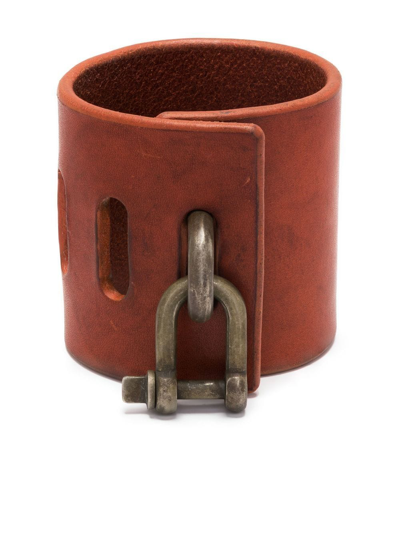 Shop Parts Of Four Restraint Charm Leather Bracelet In Braun
