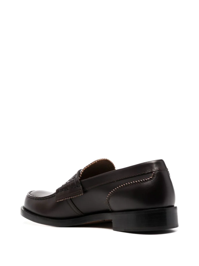 Shop College Slip-on Leather Loafers In Braun