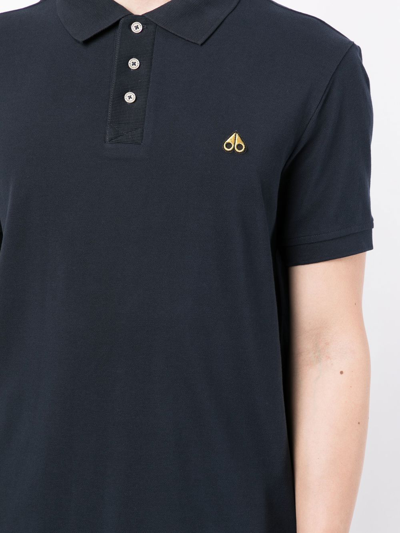 Shop Moose Knuckles Logo-patch Polo Shirt In Blau