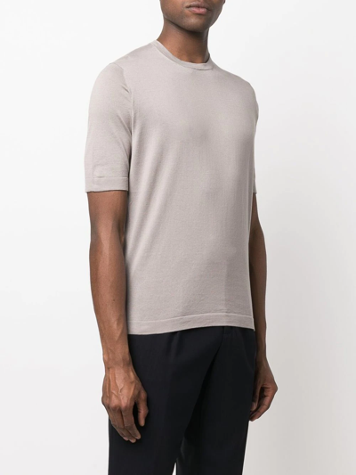 Shop Dell'oglio Fine-knit Cotton T-shirt In Nude
