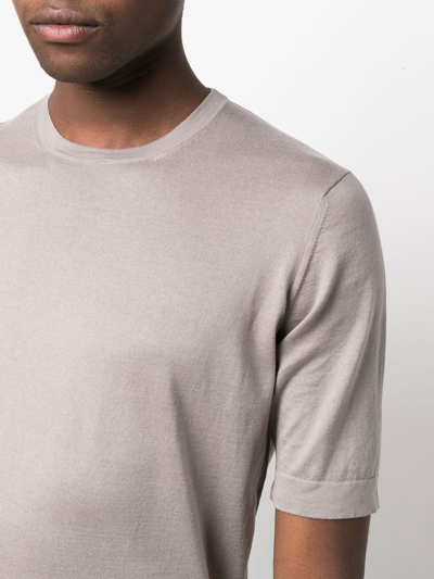 Shop Dell'oglio Fine-knit Cotton T-shirt In Nude