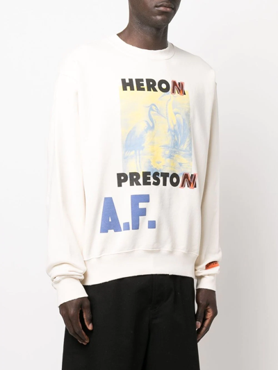 Shop Heron Preston Logo-print Long-sleeve Sweatshirt In Neutrals