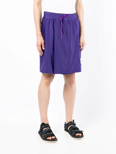 Shop Fumito Ganryu Logo Patch Track Shorts In Violett
