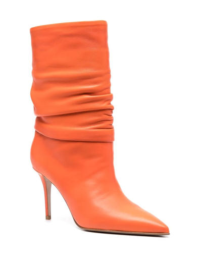 Le Silla Eva 95mm Ruched Ankle Boots In Orange