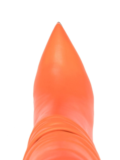 Le Silla Eva 95mm Ruched Ankle Boots In Orange