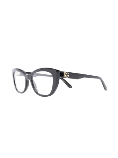 Shop Dolce & Gabbana Logo-plaque Cat-eye Frame Glasses In Black