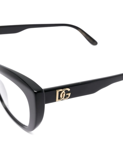 Shop Dolce & Gabbana Logo-plaque Cat-eye Frame Glasses In Black
