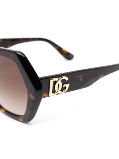 Dolce & Gabbana Dg Crossed Geometric-frame Sunglasses In Brown