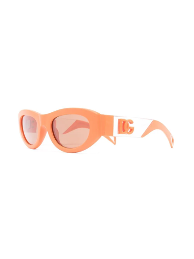 Shop Dolce & Gabbana Reborn To Live Rectangle-frame Sunglasses In Orange