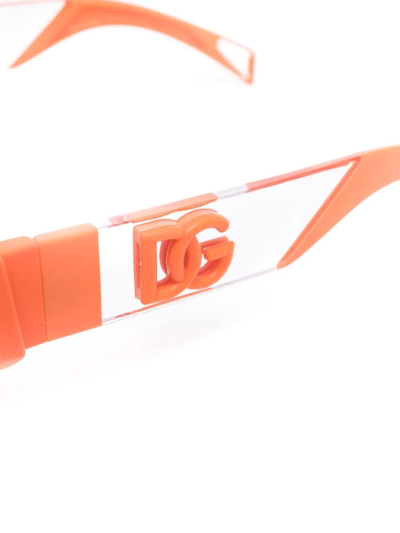 Shop Dolce & Gabbana Reborn To Live Rectangle-frame Sunglasses In Orange