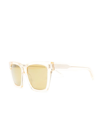 Saint Laurent Neutral Square Frame Sunglasses In Gelb