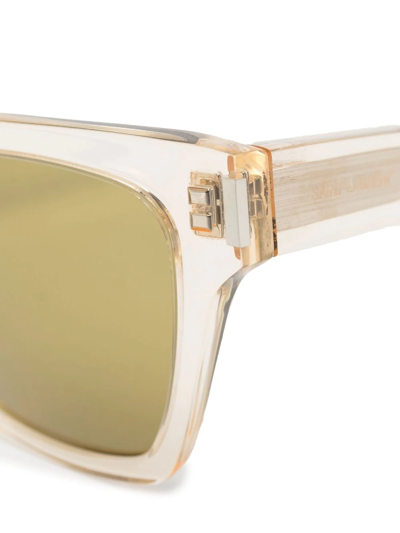 Saint Laurent Neutral Square Frame Sunglasses In Gelb