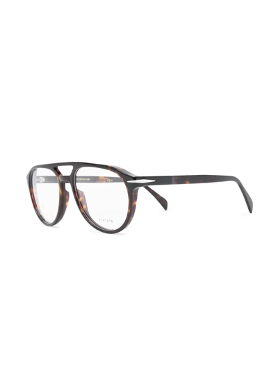 Eyewear By David Beckham Tortoiseshell Pilot-frame Glasses In Braun