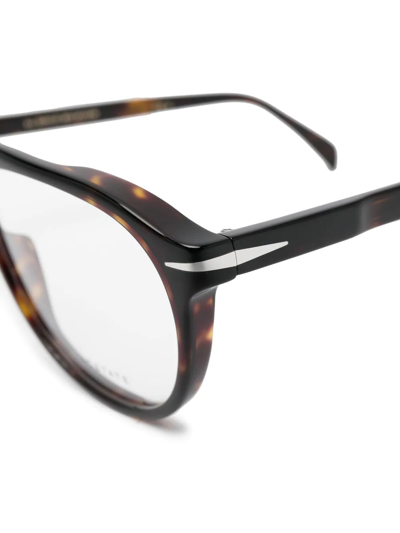 Eyewear By David Beckham Tortoiseshell Pilot-frame Glasses In Braun
