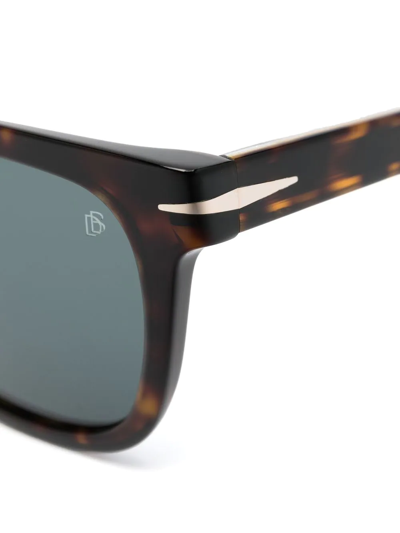 Shop Eyewear By David Beckham Tortoiseshell Square-frame Sunglasses In Braun