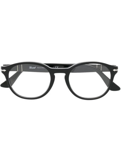 Shop Persol Round-frame Optical Glasses In Schwarz