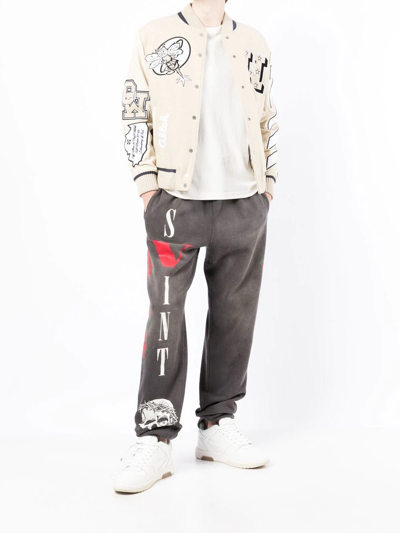 Saint Mxxxxxx X Vlone Logo-print Joggers In Grau