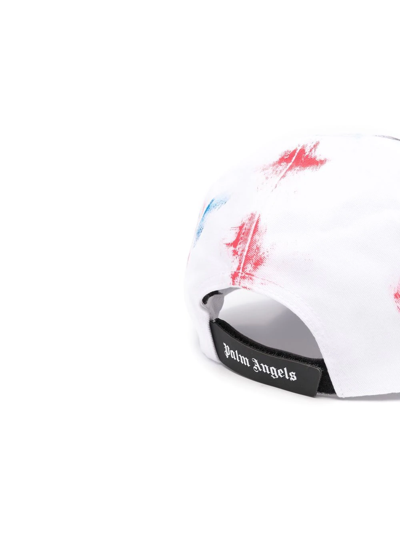 Shop Palm Angels Abstract-print Cap In Weiss