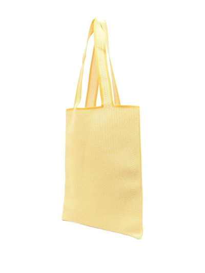 Palm Angels Logo-print Raffia Tote Bag In Gelb